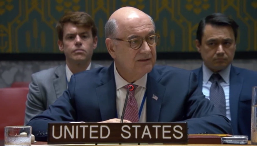 Заступник постійного представника США при ООН Ден Негреа виступає на засіданні Ради Безпеки ООН